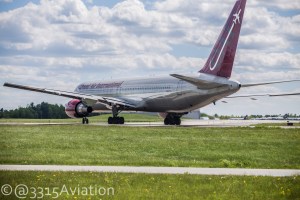 Omni Air Boeing 767 departing Bangor.